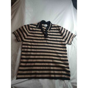 Tuckernuck Knit Polo Shirt Mens Large Brown Black Striped Short Sleeve Preppy